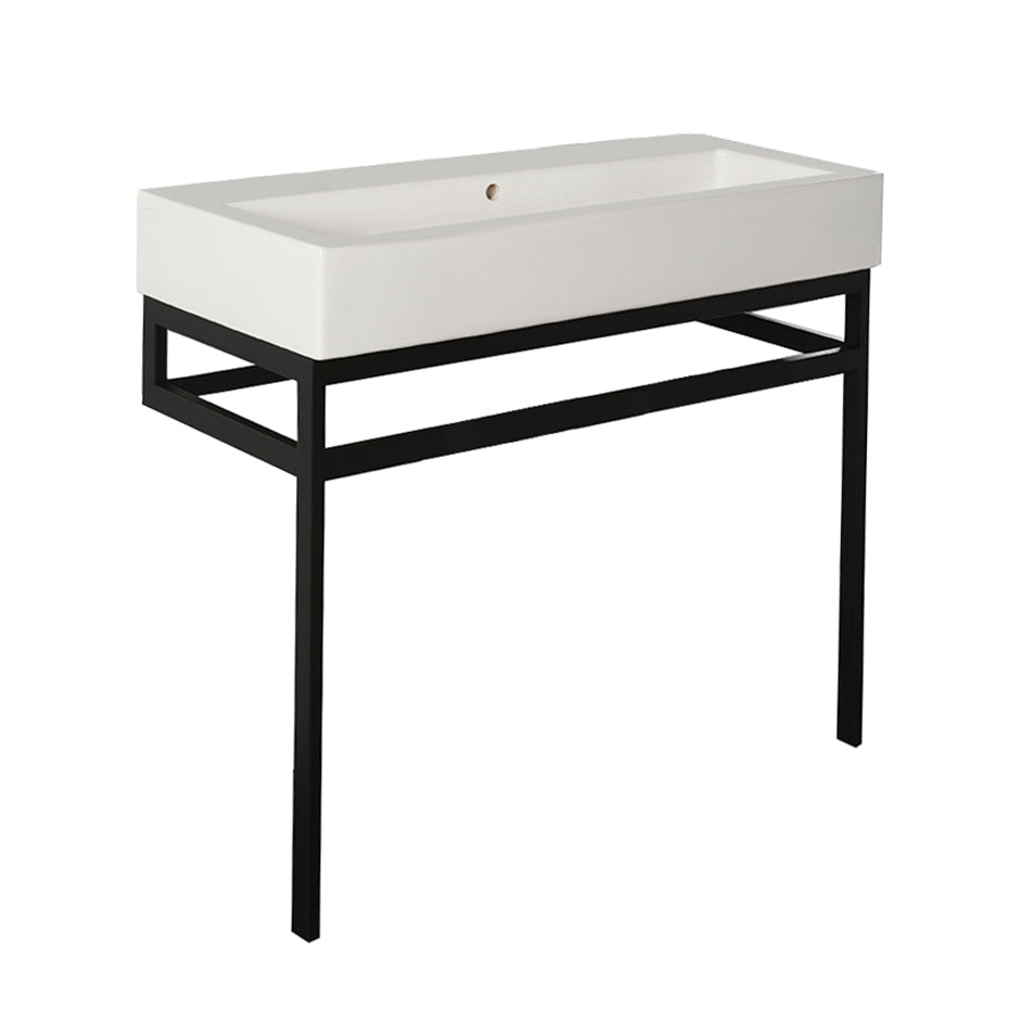 Lacava - Floor-Standing Metal Console Stand With A Towel Bar (Bathroom Sink 5460Sold Separately), Made Of Stainless Steel Or Brass. It Must Be Attached To Wall. W: 39", D: 18", H: 29".