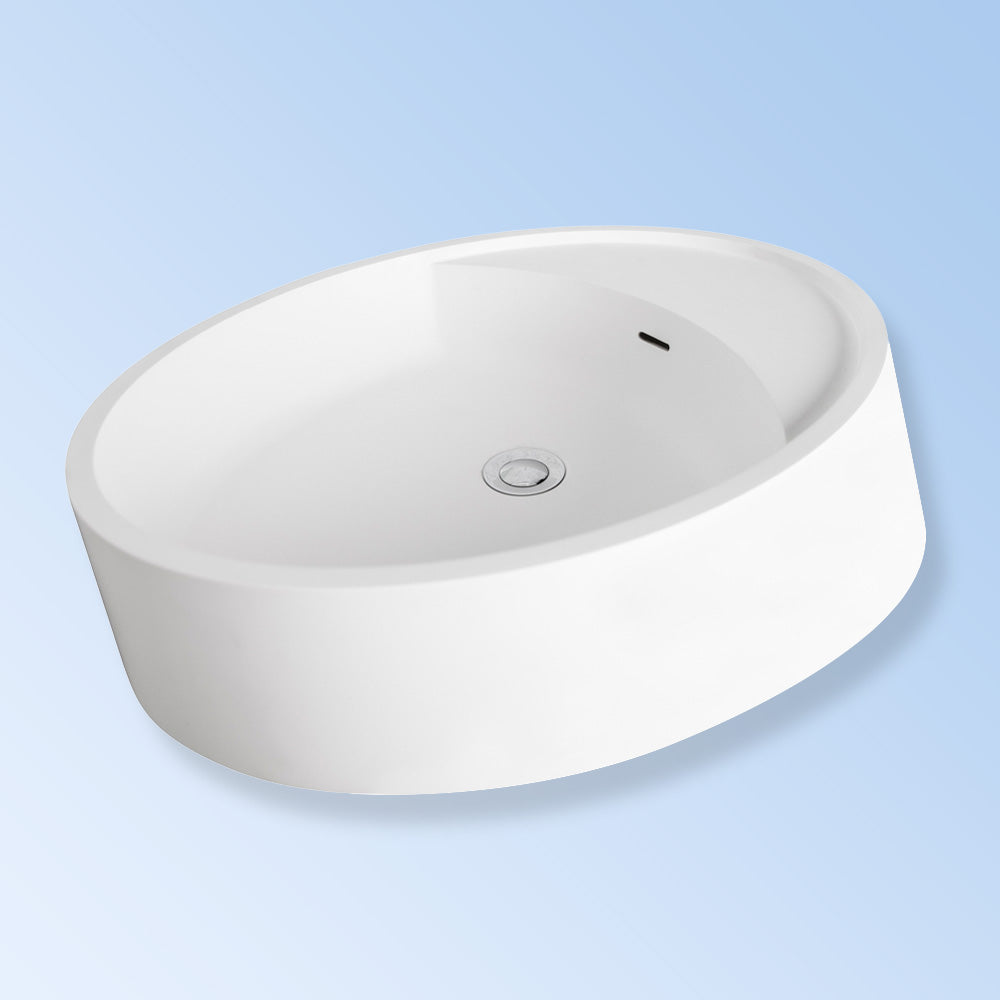 Lacava - Vessel Or Pedestal Mounted Solid Surface Sink With Overflow. Pedestal #6060P Sold Separately. W: 23-3/4", D: 17-3/4", H: 6"