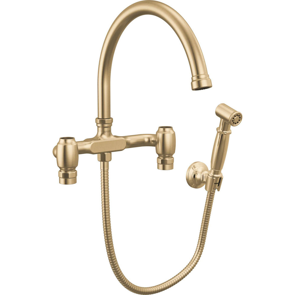 Brizo 621248LF-GLLHP - Wall Mount Bridge Faucet With Arc Spout And Side Sprayer - Less Handles