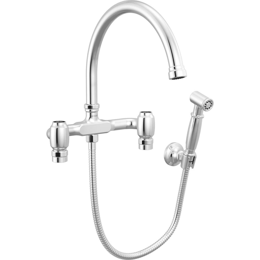 Brizo 621248LF-PCLHP - Wall Mount Bridge Faucet With Arc Spout And Side Sprayer - Less Handles