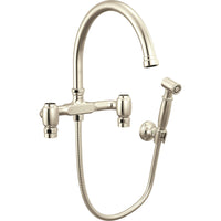 Brizo 621248LF-PNLHP - Wall Mount Bridge Faucet With Arc Spout And Side Sprayer - Less Handles