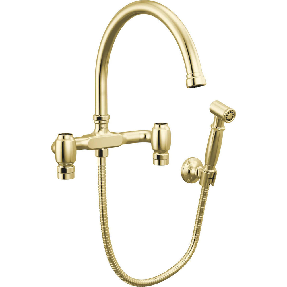 Brizo 621248LF-ULBLHP - Wall Mount Bridge Faucet With Arc Spout And Side Sprayer - Less Handles
