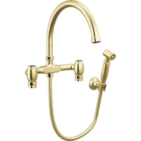 Brizo 621248LF-ULBLHP - Wall Mount Bridge Faucet With Arc Spout And Side Sprayer - Less Handles