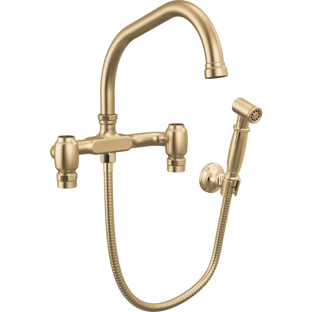Brizo 621249LF-GLLHP - Wall Mount Bridge Faucet With Angled Spout And Side Sprayer - Less Handles