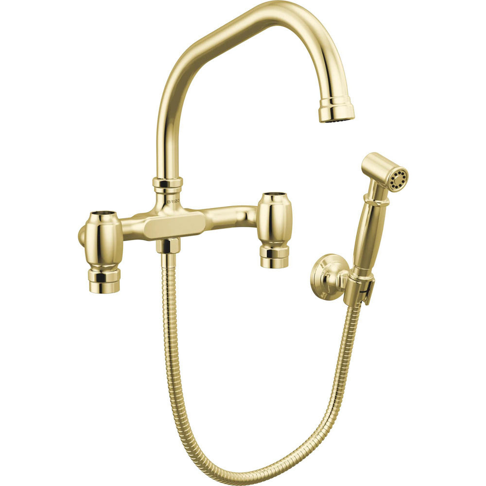 Brizo 621249LF-ULBLHP - Wall Mount Bridge Faucet With Angled Spout And Side Sprayer - Less Handles