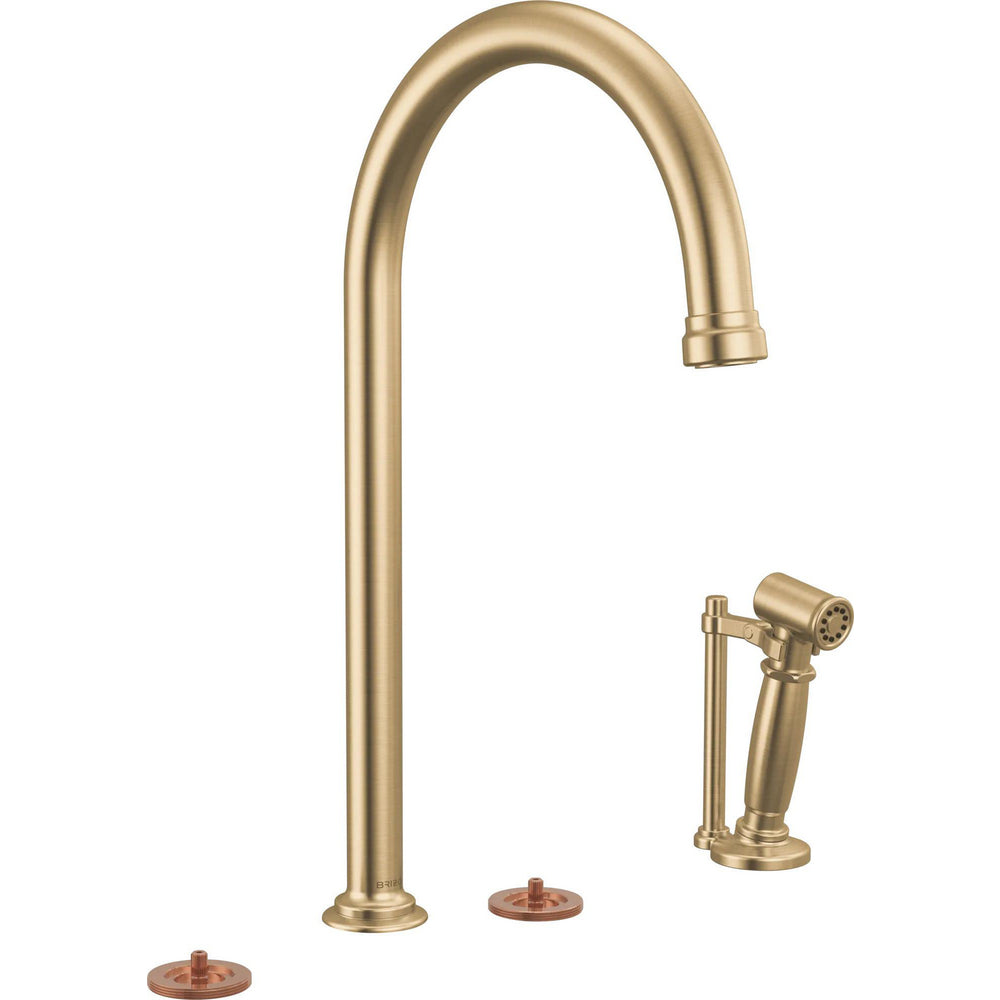 Brizo 621448LF-GLLHP - Widespread Faucet With Arc Spout And Side Sprayer - Less Handles
