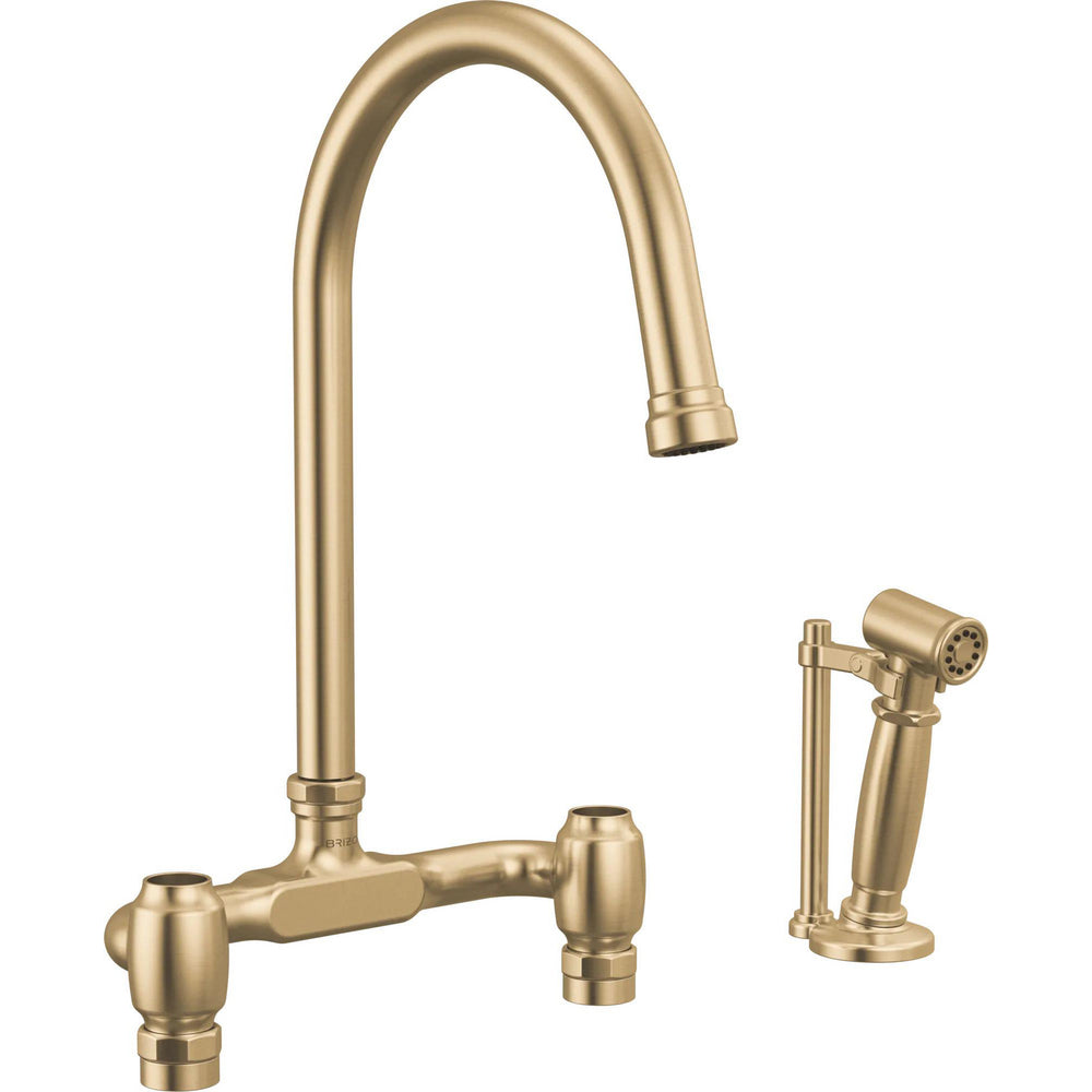 Brizo 62548LF-GLLHP - Deck Mount Bridge Faucet With Arc Spout And Side Sprayer - Less Handles