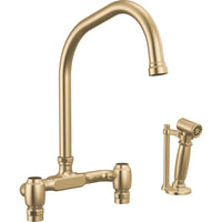 Brizo 62549LF-GLLHP - Deck Mount Bridge Faucet With Angled Spout And Side Sprayer - Less Handles