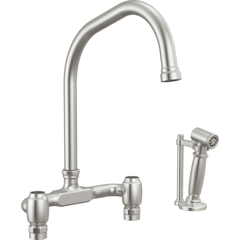 Brizo 62549LF-SSLHP - Deck Mount Bridge Faucet With Angled Spout And Side Sprayer - Less Handles