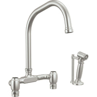 Brizo 62549LF-SSLHP - Deck Mount Bridge Faucet With Angled Spout And Side Sprayer - Less Handles