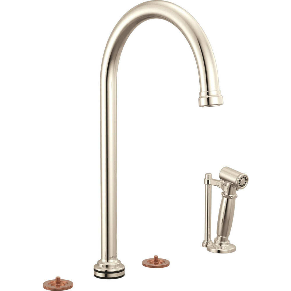 Brizo 641448LF-PNLHP - Smarttouch® Widespread Faucet With Arc Spout And Side Sprayer - Less Handles