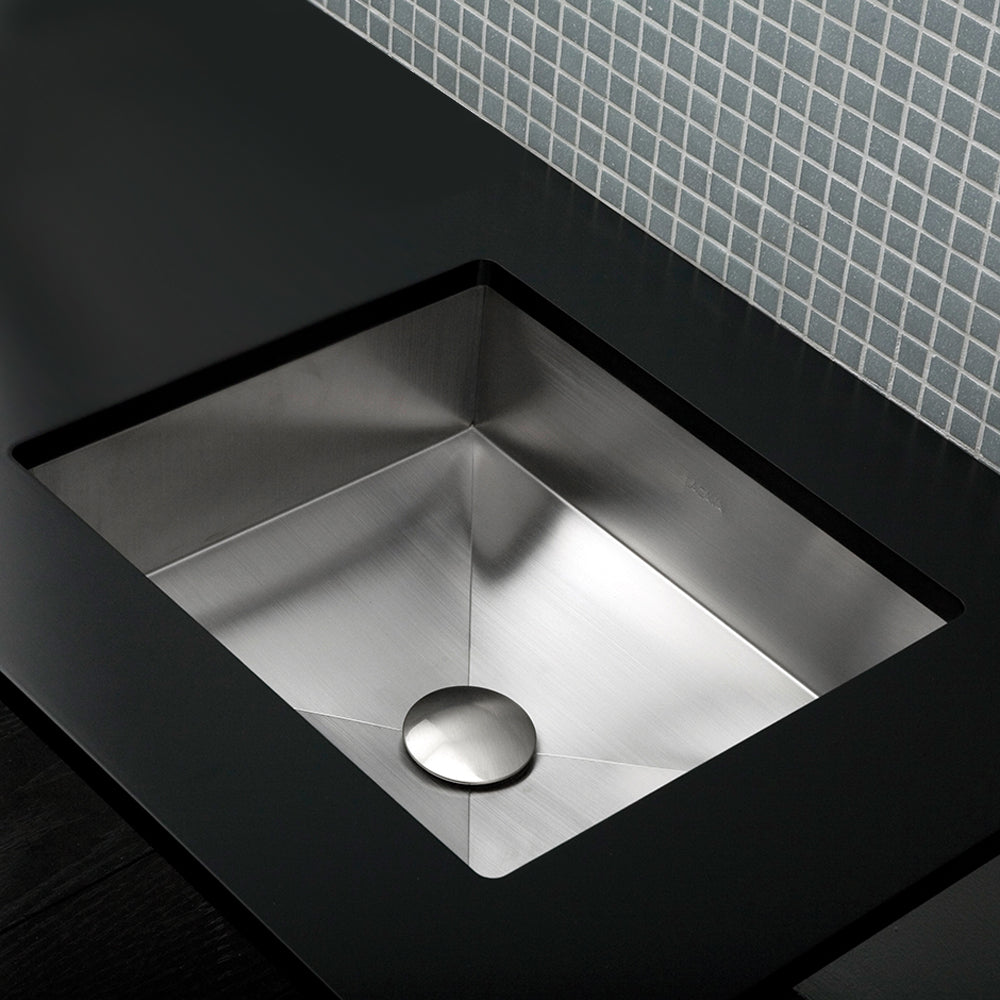 Lacava 7400-12-21 - Under-Counter Or Self-Rimming Bathroom Sink Without An Overflow. 16 Gauge Stainless Steel. W: 17” D: 14 5/8” H: 4 3/4”