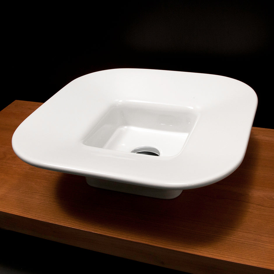Lacava 8055-001 - Vessel Porcelain Bathroom Sink Without An Overflow. Glazed Exterior.19 3/4" X 19 3/4", 6 1/8"H