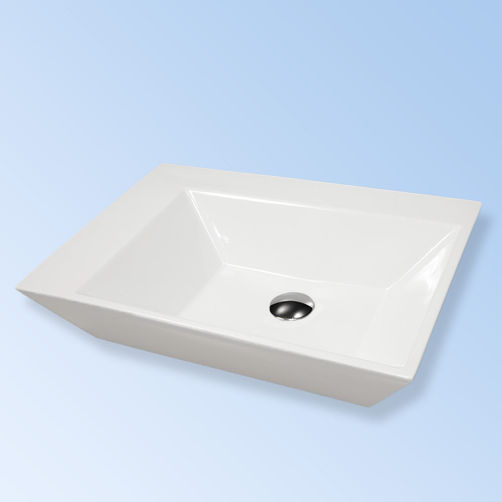 Lacava 8200-01-001 - Wall-Mount Or Above-Counter Porcelain Bathroom Sink Without An Overflow, With 00 - No Faucet Holes Or 01 - One Faucet Hole. 24 3/4"W, 17"D, 5 1/4"H