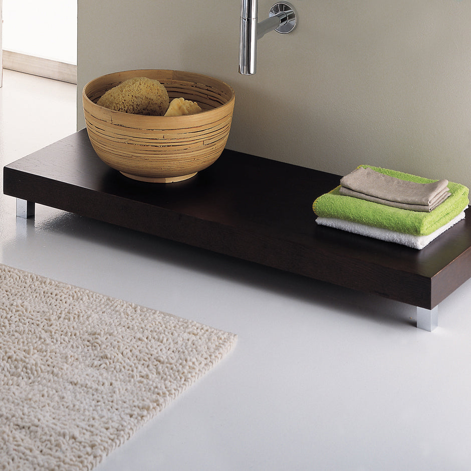 Lacava - Free-Standing Bench With Polished Stainless Steel Legs, 29 3/8"W, 17 3/4"D, 5 1/2"H