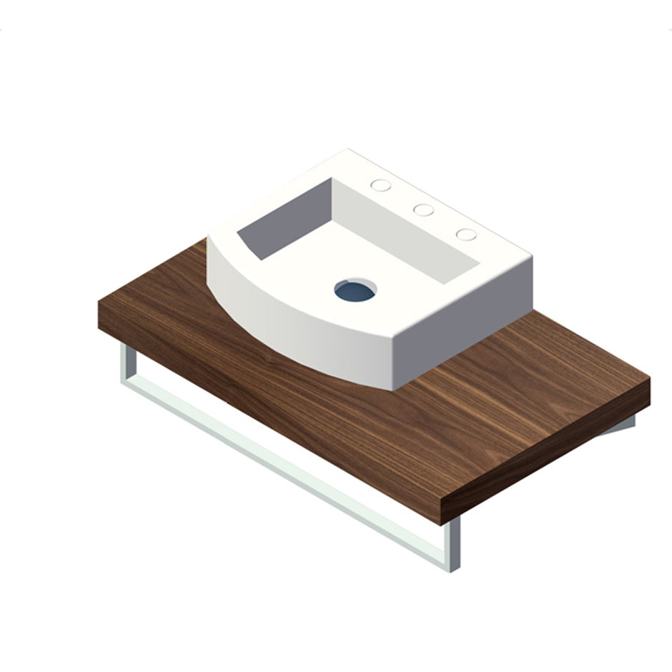 Lacava - Wall-Mount Wooden Countertop With Polished Stainless Steel Brackets. Cut-Outs Provided Upon Request. 30"W, 19 3/4"D, 2 1/4"H.