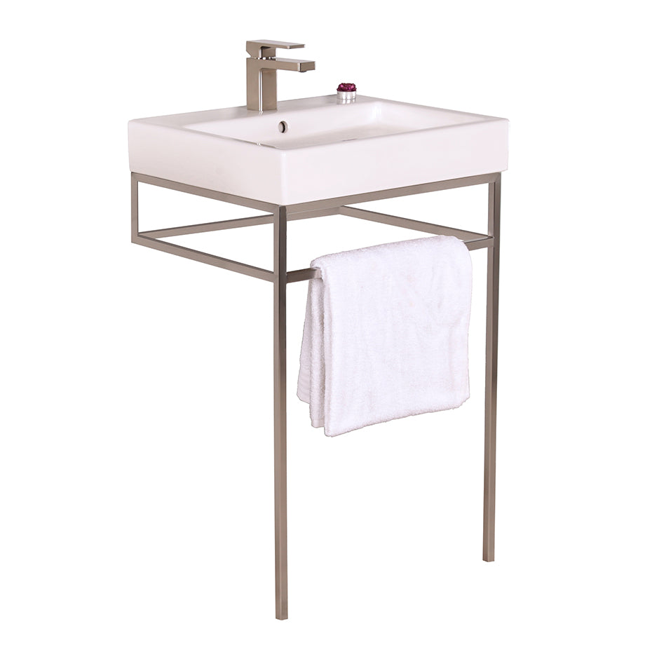 Lacava - Floor-Standing Stainless Steel Console Stand With A Towel Bar In The Front And Sides For 5030 Washbasin. It Must Be Attached To A Wall., 21 1/4"W, 17 5/8"D, 31"H