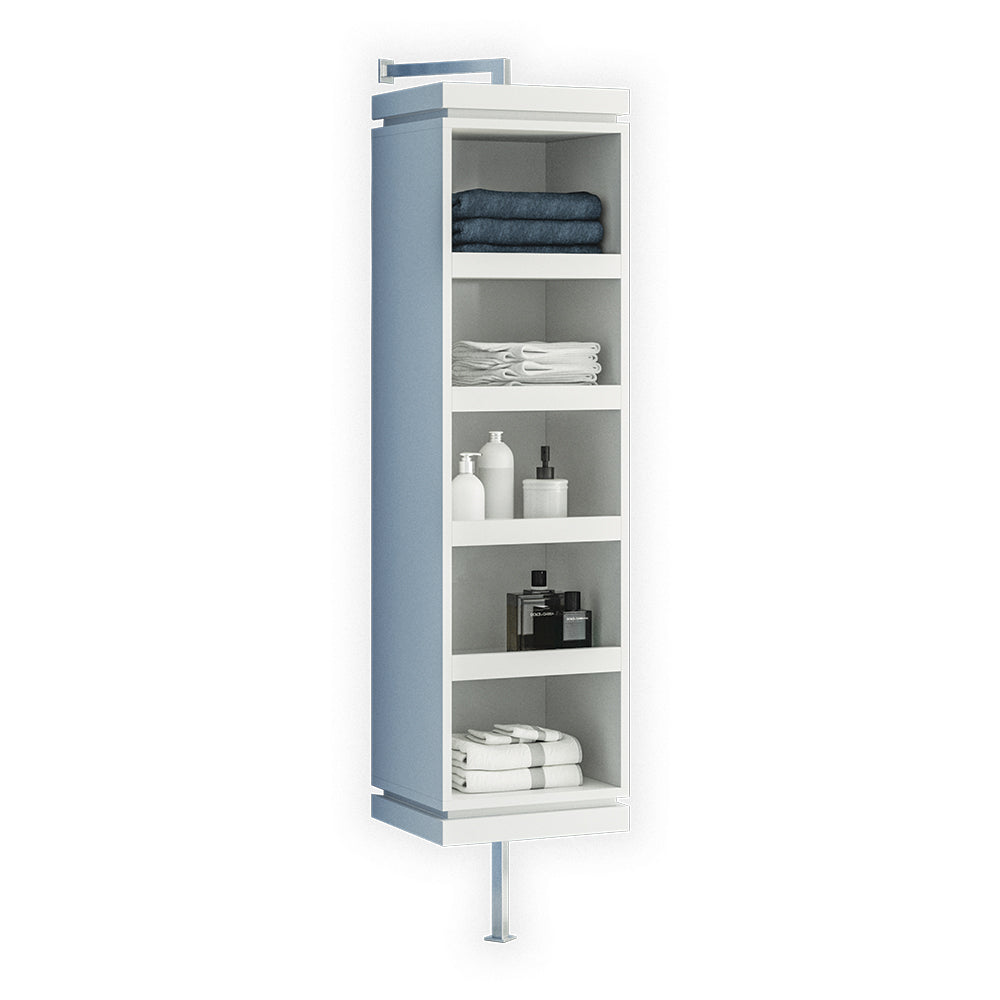 Lacava - Wall-Mount Rotating Cabinet On Brushed Stainless Steel Supports, With Mirror On One Side And Open Shelves On The Other Side.