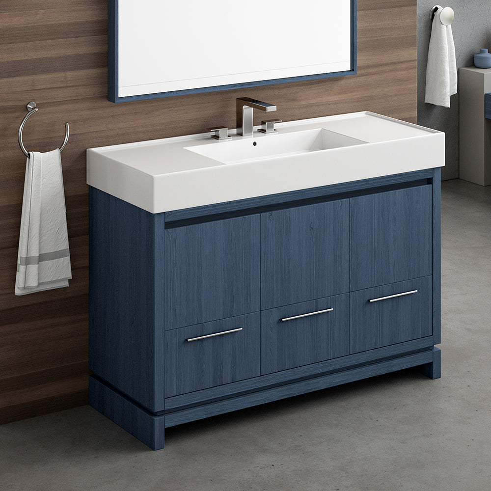 Lacava 5244C-02-001 - Wall-Mounted Or Vessel Porcelain Washbasin With Overflow, 48"W X 18"D X 6"H, With 00 - No Faucet Holes, 01 - One Faucet Hole, 02 - Two Faucet Holes, 03 - Three Faucet Holes In 8" Spread. Sink Centered