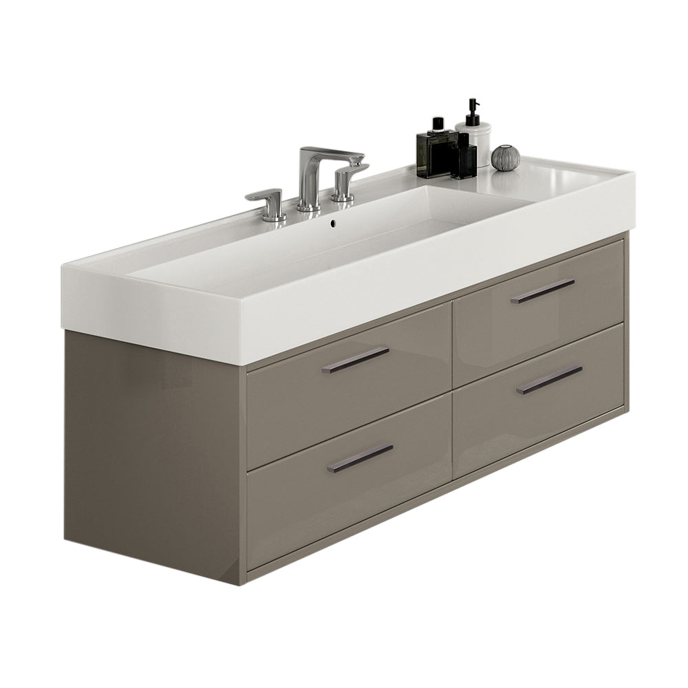 Lacava - Wall-Mount Under-Counter Vanity With Four Push-Open Drawers Adorned With Metal Inserts And Equipped With Drawer Organizers. It Can Be Installed With Sink #5235 Or #5215. W: 46 7/8", D: 17 3/4", H: 15 7/8".
