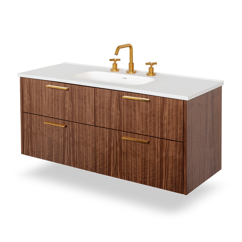 Lacava - Wall-Mount Under-Counter Vanity With Four Drawers With Notch In Back For Plumbing, Sink 8078S Sold Separately. W: 48", D: 17 5/8", H: 20"