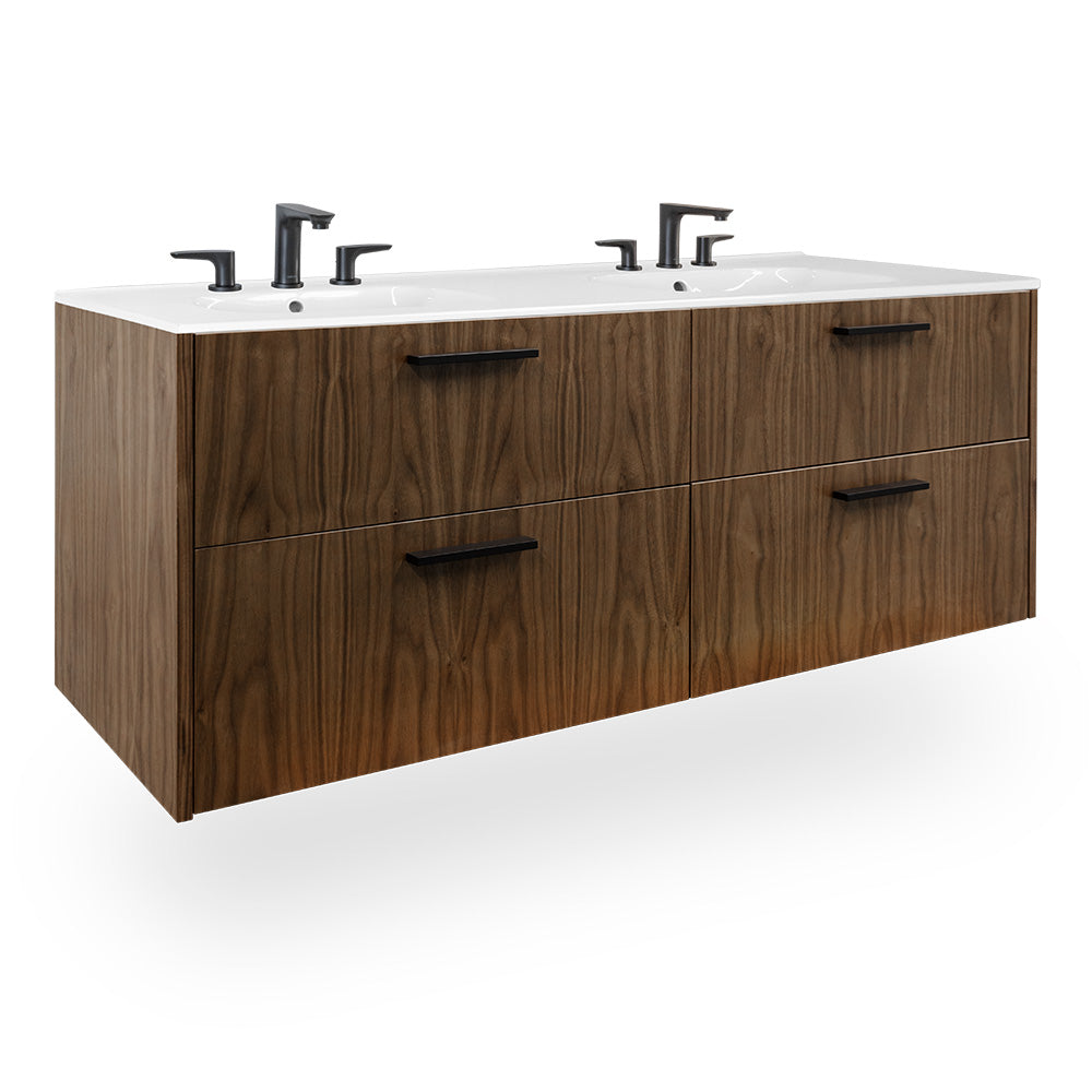 Lacava - Wall-Mount Under-Counter Double Vanity With 4 Drawers, Sinks 8071 Or 8071S Sold Separately. W: 55 3/4", D: 17 5/8", H: 20"