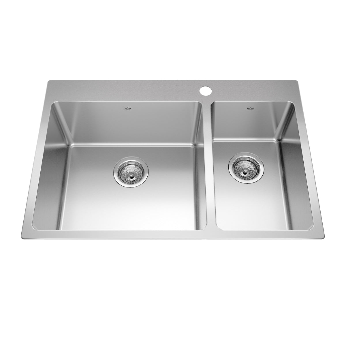 Kindred BCL2131R-9-1- Brookmore 31-in LR x 20.9-in FB Drop in Double Bowl Stainless Steel Kitchen Sink - FaucetExpress.ca