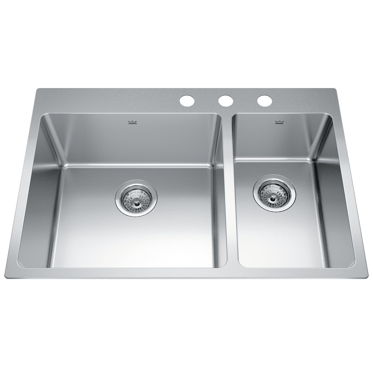 Kindred BCL2131R-9-3- Brookmore 31-in LR x 20.9-in FB Drop in Double Bowl Stainless Steel Kitchen Sink - FaucetExpress.ca