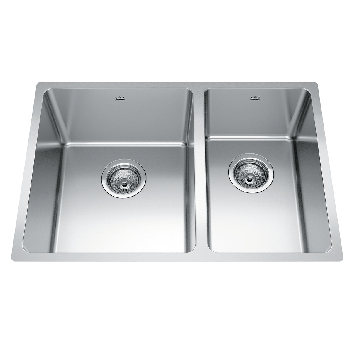Kindred BCU1827R-9- Brookmore 26.6-in LR x 18.2-in FB Undermount Double Bowl Stainless Steel Kitchen Sink - FaucetExpress.ca