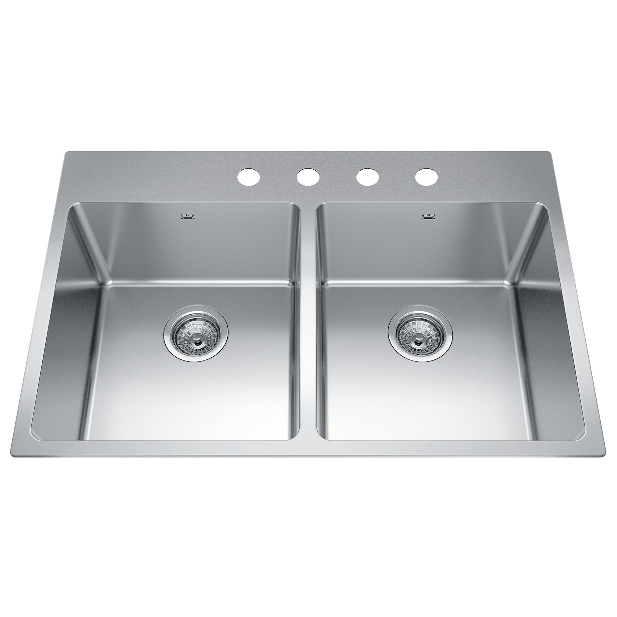 Kindred BDL2233-9-4- Brookmore 32.9-in LR x 22.1-in FB Drop in Double Bowl Stainless Steel Kitchen Sink