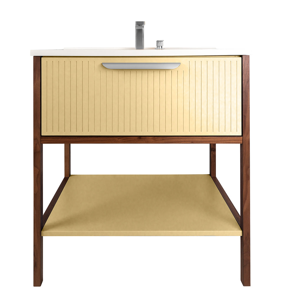 Lacava - Free Standing Vanity With One Drawer, Wooden Bottom Shelf And Solid Wood Frame In American Walnut Or American White Oak. Pull K340 Included But Not Installed, Sinks 8074S/8074 Sold Separately. W:31-3/4", D:17-3/4", H: 35"