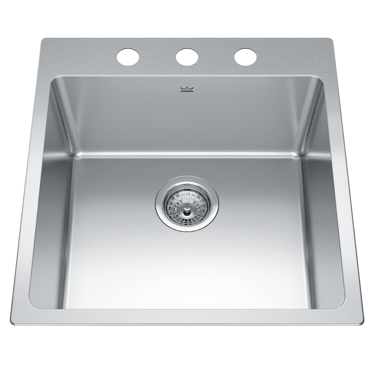 Kindred BSL2120-9-3- Brookmore 20-in LR x 20.9-in FB Drop in Single Bowl Stainless Steel Kitchen Sink - FaucetExpress.ca
