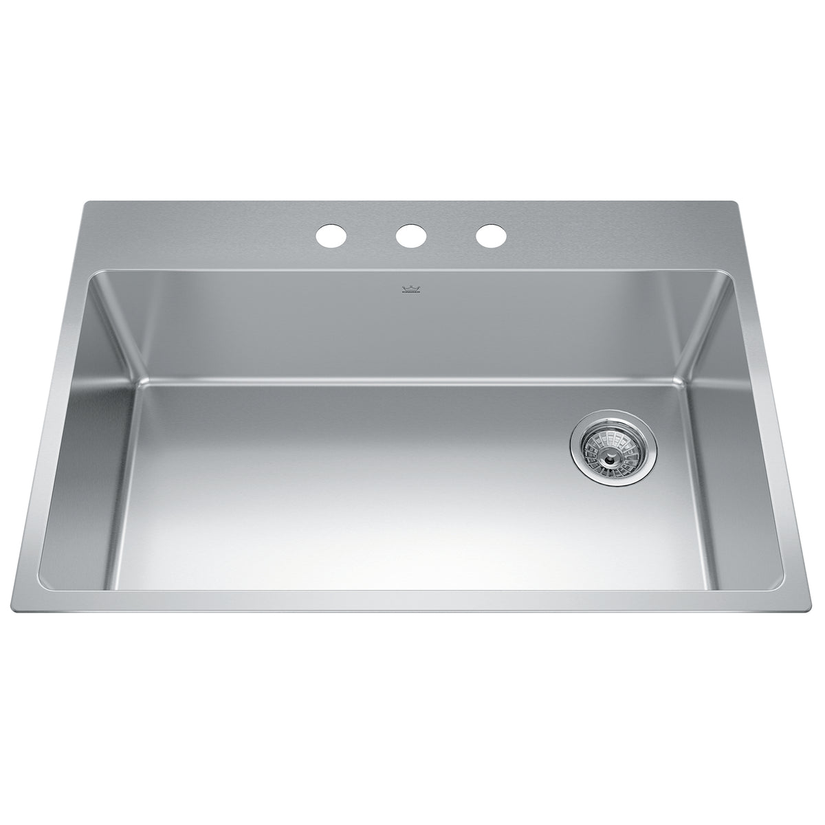 Kindred BSL2233-9-3OW- Brookmore 32.9-in LR x 22.1-in FB Drop in Single Bowl Stainless Steel Kitchen Sink - FaucetExpress.ca