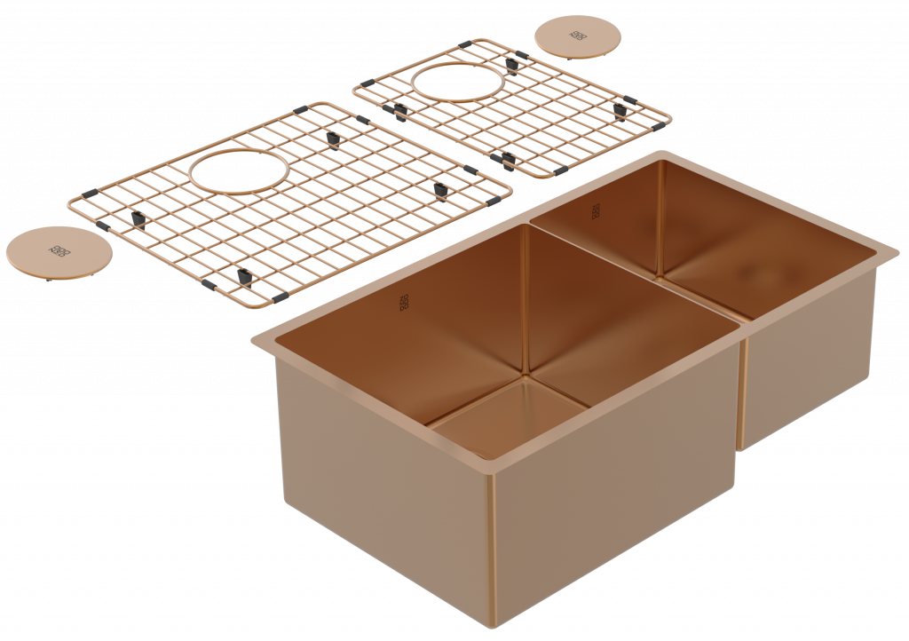 Zomodo CAC457D3-RB(K) - 31" 60/40 Dbl Sink - Um, 16Ga, R10 (Inc. Grids & Drain Covers)