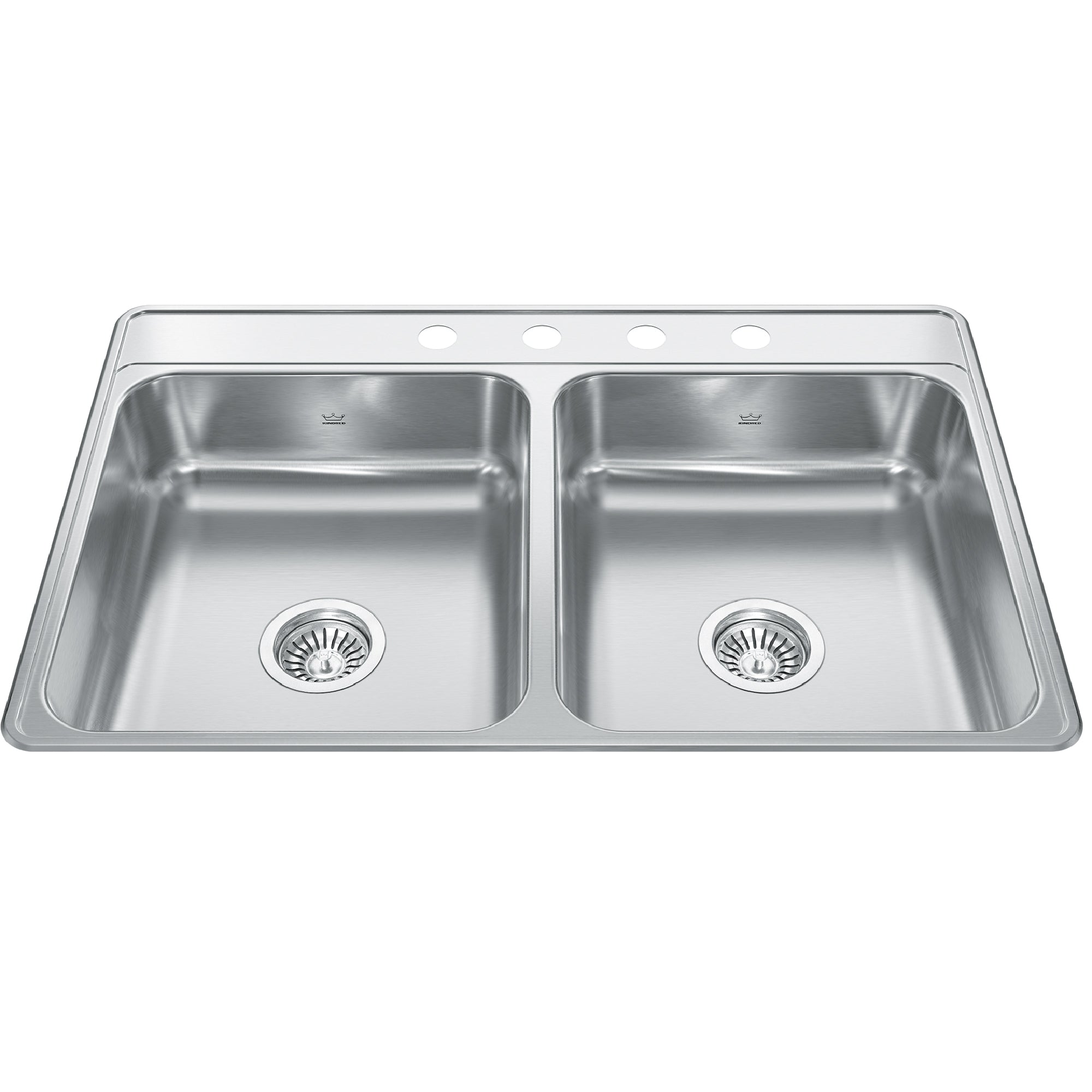 Kindred CDLA3322-6-4- Creemore 33-in LR x 22-in FB Drop In Double Bowl 4-Hole Stainless Steel Kitchen Sink
