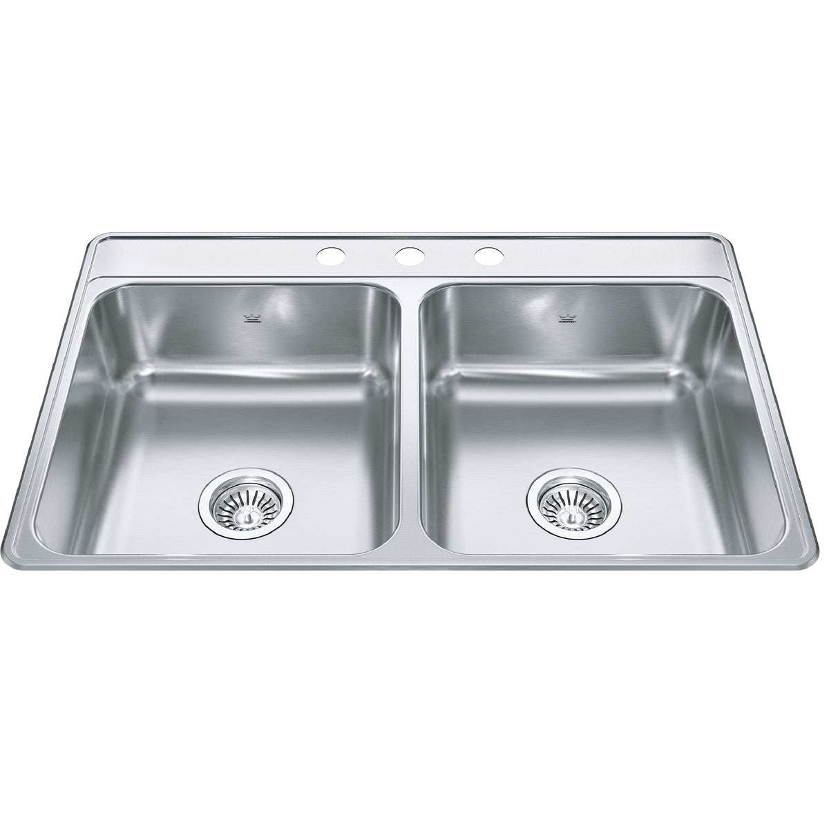 Kindred CDLA3322-7-3- Creemore 33-in LR x 22-in FB Drop In Double Bowl 3-Hole Stainless Steel Kitchen Sink - FaucetExpress.ca