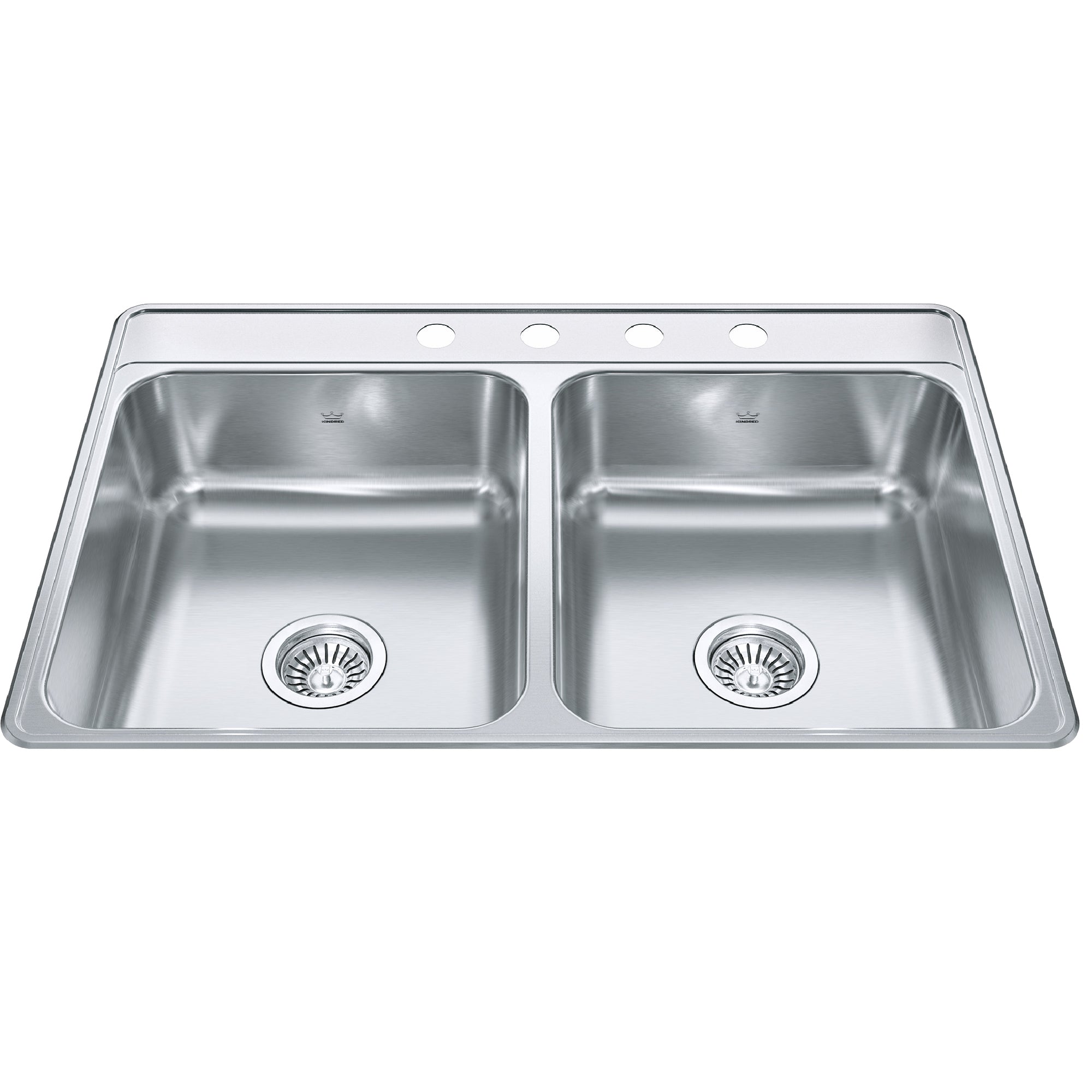 Kindred CDLA3322-7-4- Creemore 33-in LR x 22-in FB Drop In Double Bowl 4-Hole Stainless Steel Kitchen Sink