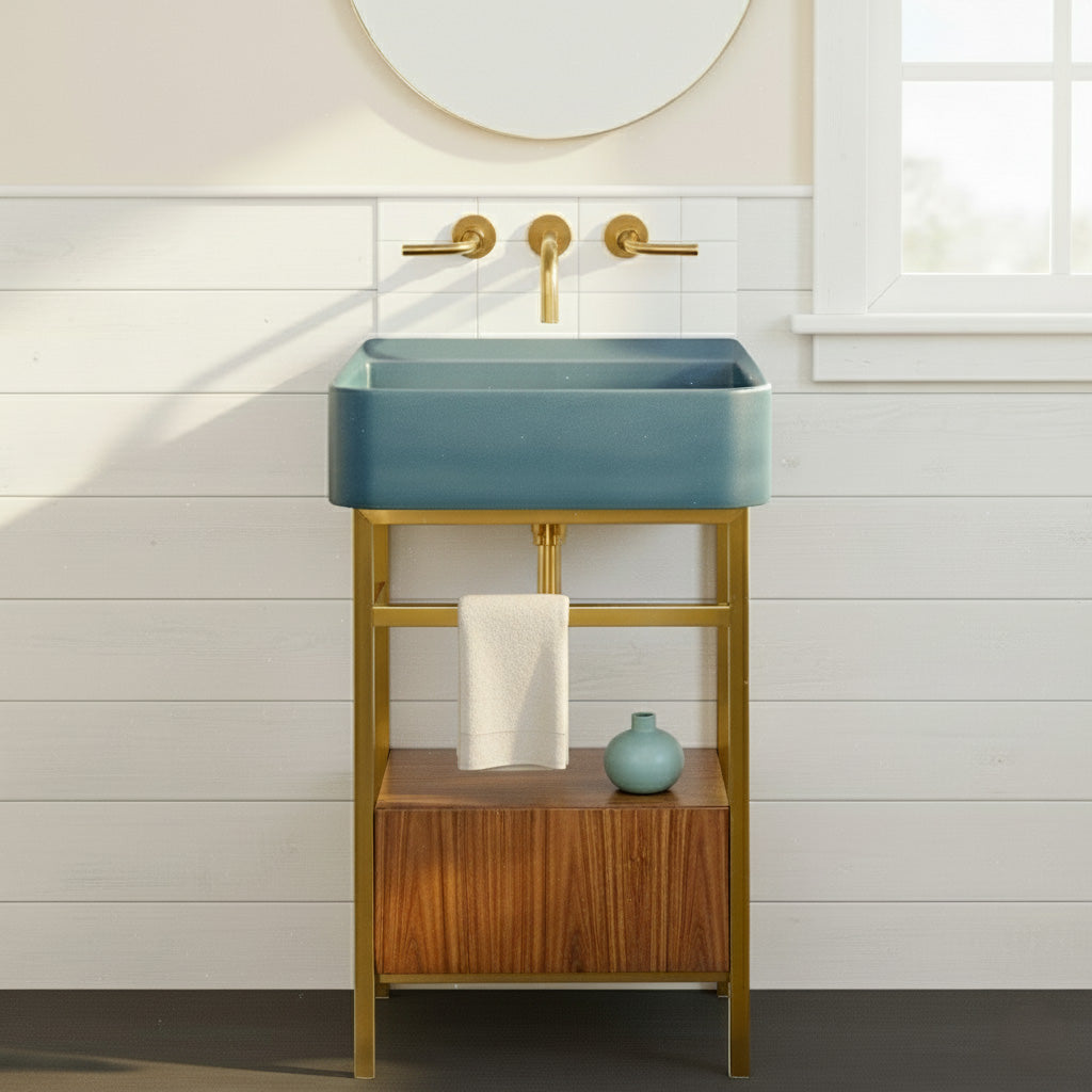 Lacava - Floor-Standing Stainless Steel Console With Optional Drawer Or Shelf. Sink Ct2218 Sold Separately. W: 19-1/2", D: 16 3/4", H: 28"