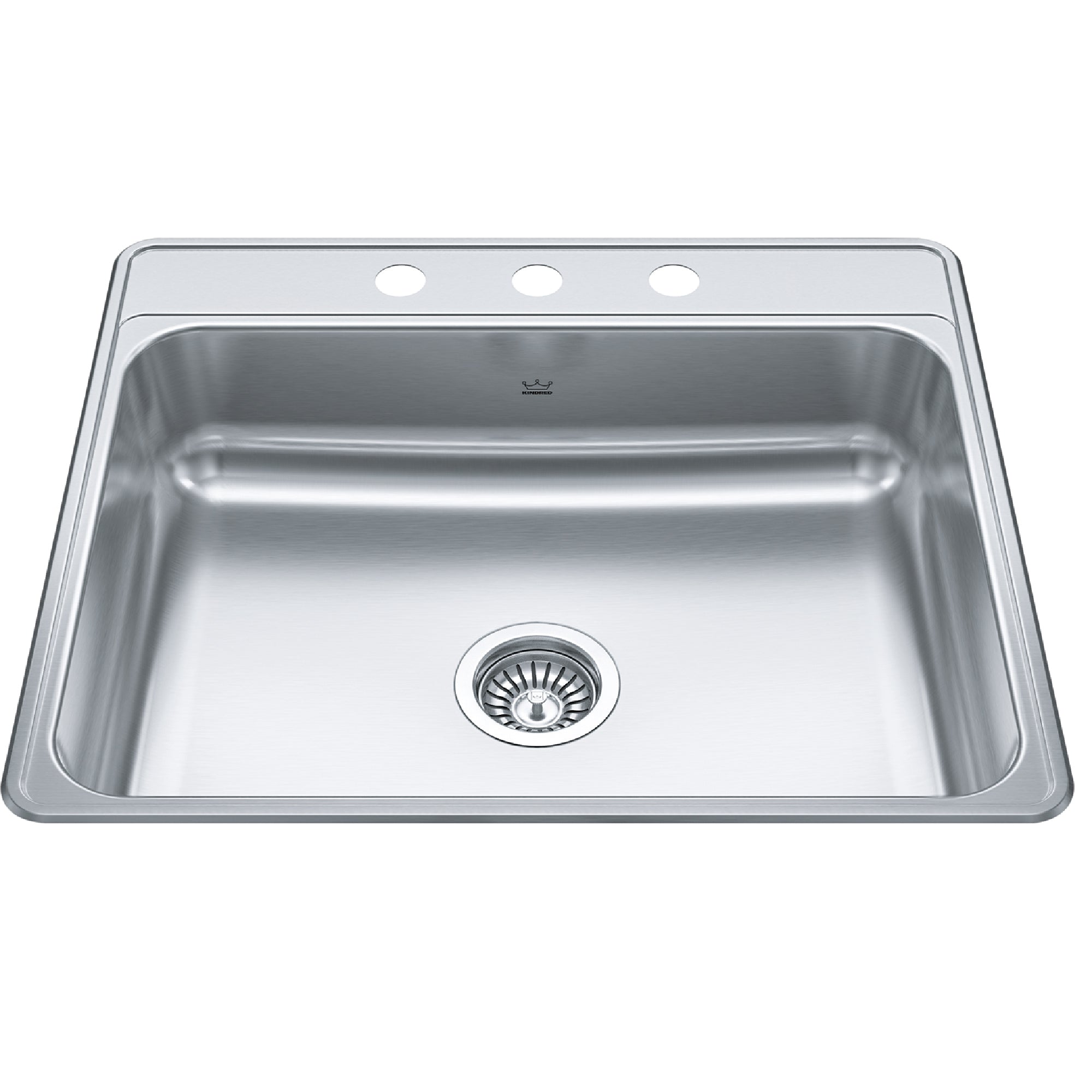 Kindred CSLA2522-6-3- Creemore 25-in LR x 22-in FB Drop In Single Bowl 3-Hole Stainless Steel Kitchen Sink