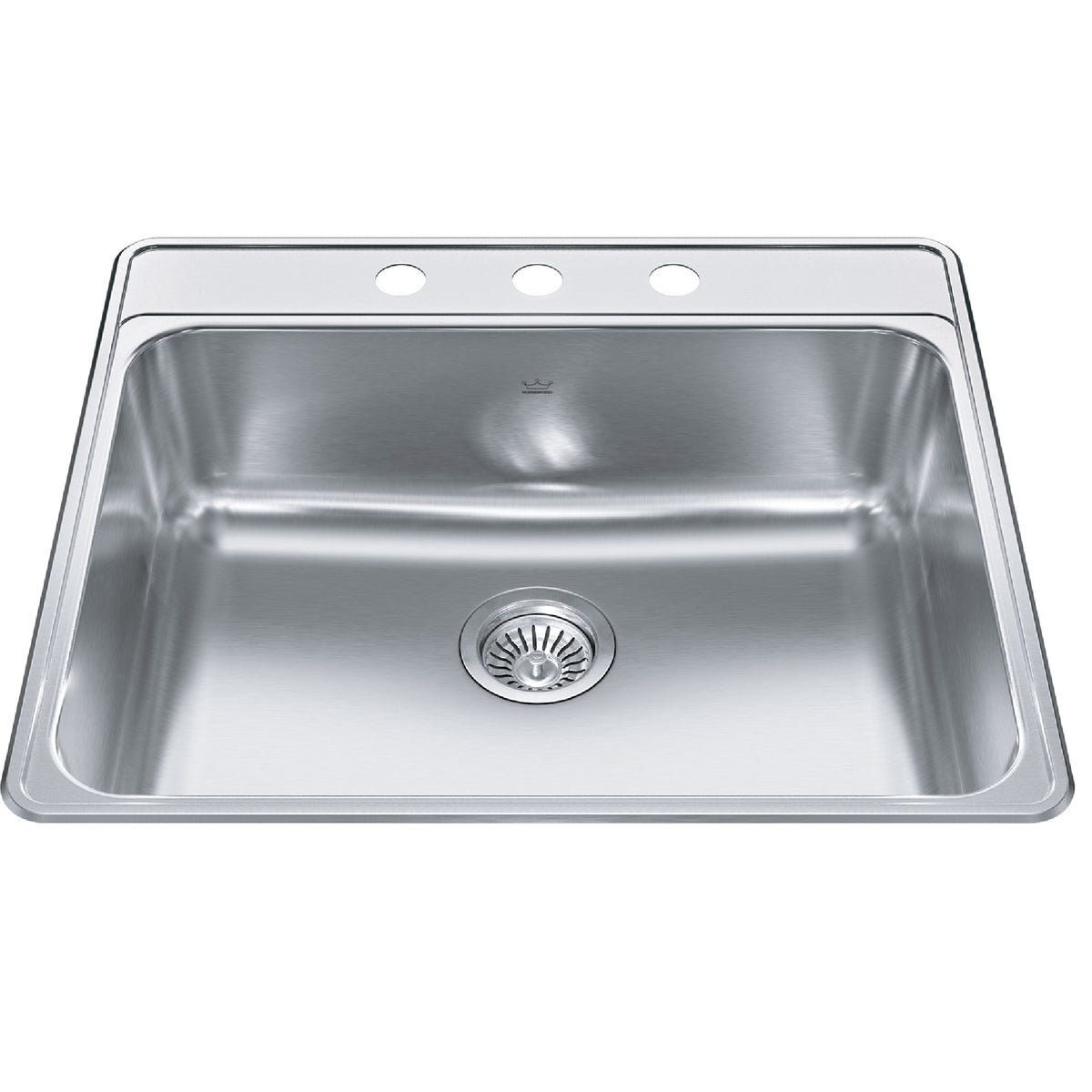 Kindred CSLA2522-8-3CB- Creemore 25-in LR x 22-in FB Drop In Single Bowl 3-Hole Stainless Steel Kitchen Sink - FaucetExpress.ca