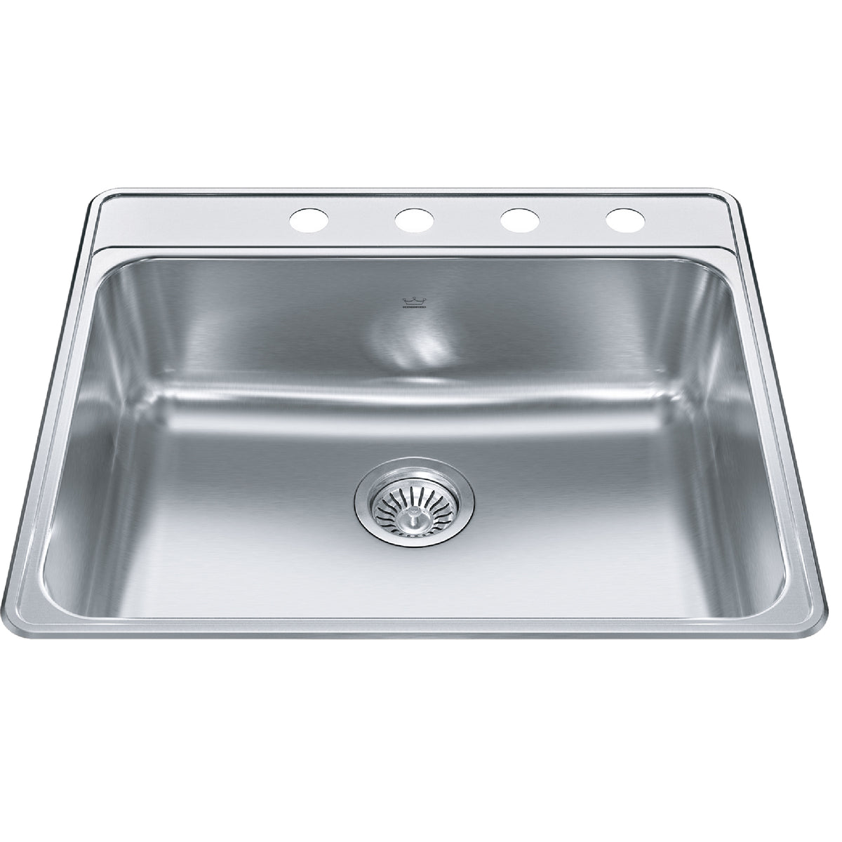 Kindred CSLA2522-8-4CB- Creemore 25-in LR x 22-in FB Drop In Single Bowl 4-Hole Stainless Steel Kitchen Sink - FaucetExpress.ca