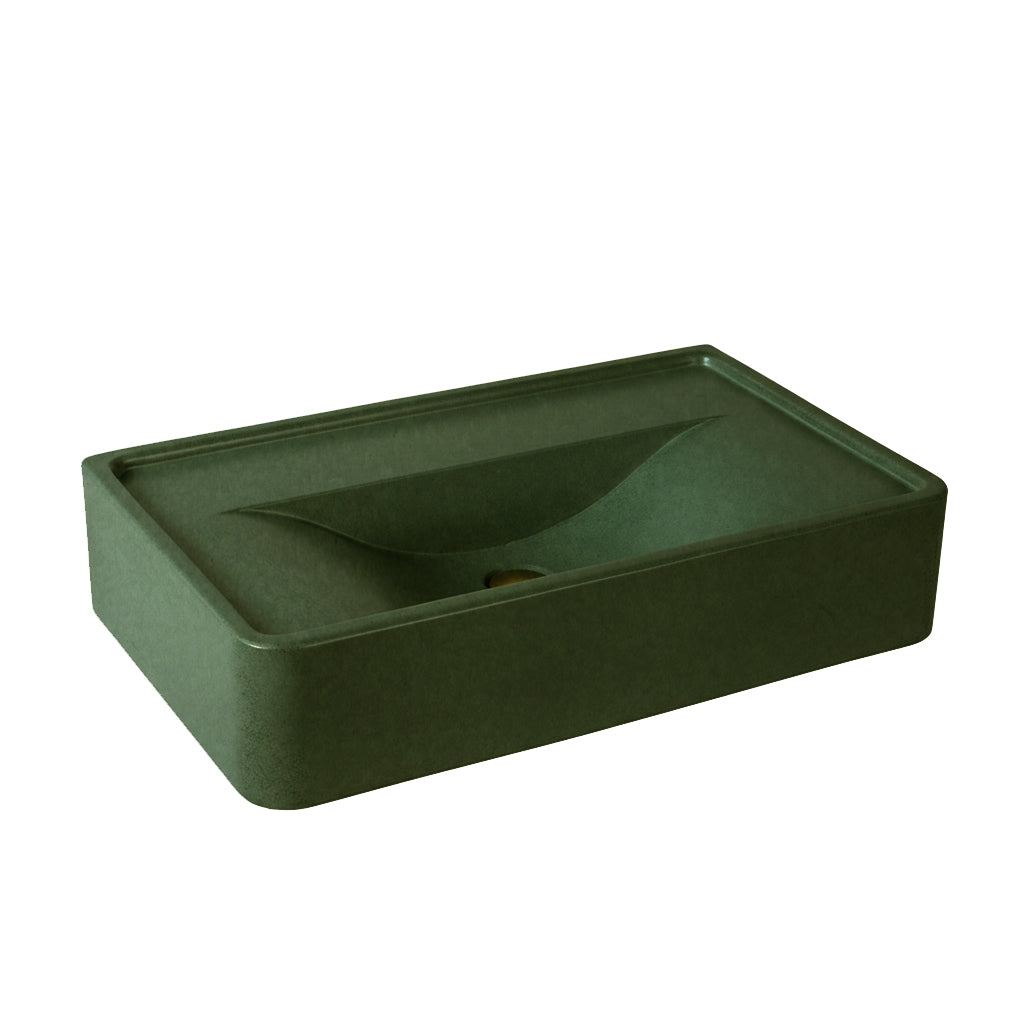 Lacava - Vanity Top Or Wall-Mount Concrete Sink Without An Overflow. W: 24", D: 14 3/8", H: 6". Two Faucet Holes, Center And Right. Wall Stud Brackets Br-St14 And Surface Mount Bracket Br2011 Sold Separately. Not Available In Basalto.