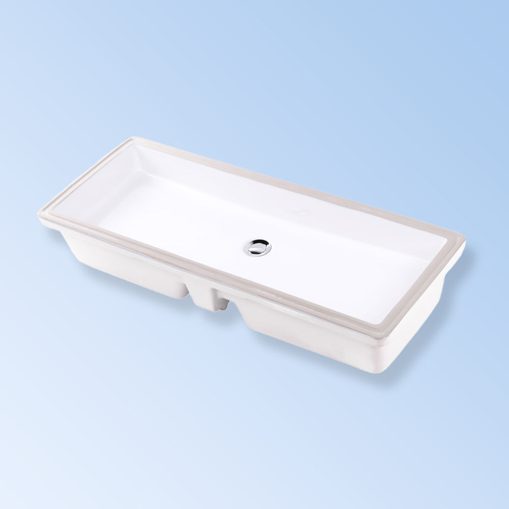 Lacava - Under-Counter Porcelain Bathroom Sink With An Overflow, Unglazed Exteri. 35 1/2"W, 13 7/8"D, 6"H