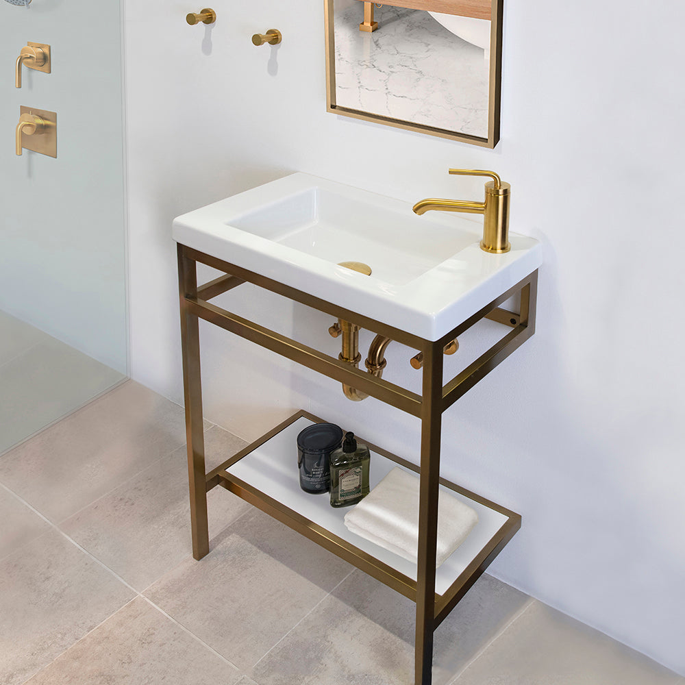 Lacava - Floor-Standing Console Stand With A Towel Bar (Bathroom Sink 5272 Sold Separately). It Must Be Attached To Wall. W: 23 1/4", D: 13 5/8", H: 33".