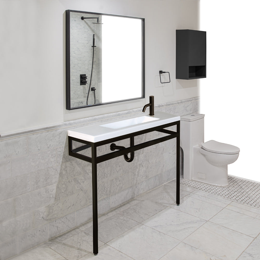 Lacava - Floor-Standing Console Stand With A Towel Bar (Bathroom Sink 5274 Sold Separately). It Must Be Attached To Wall. W: 38 7/8", D: 13 5/8", H: 33".