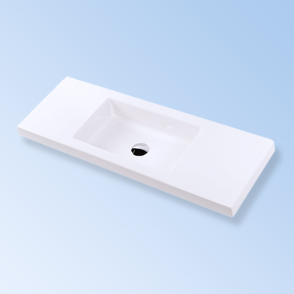 Lacava 5274-00-001 - Wall-Mount, Vanity Top Or Self-Rimming Porcelain Bathroom Sink With An Overflow. No Faucet Holes. W: 39 1/2", D: 13 3/4", H: 5 1/2".