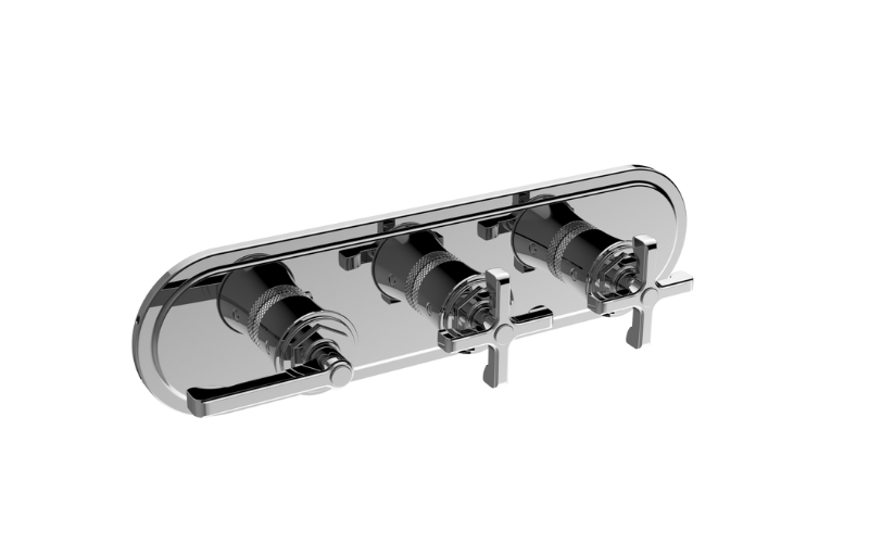 Graff G-8187HH-LM60C20-BK-T - Traditional M-Series Valve Trim With Three Handles (Horizontal Orientation)