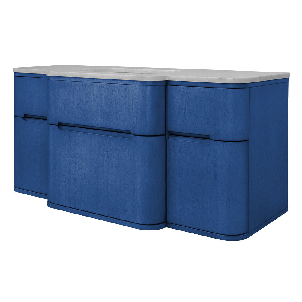 Lacava - Wall-Mount Vanity With Five Drawers Notched For Finger-Pulls. Bathroom Sink Is On The Center, H27 Leg, H274T And H270 Bathroom Sink Are All Sold Separately. 47 1/2"W X 21 3/4"D X 22 1/4"H