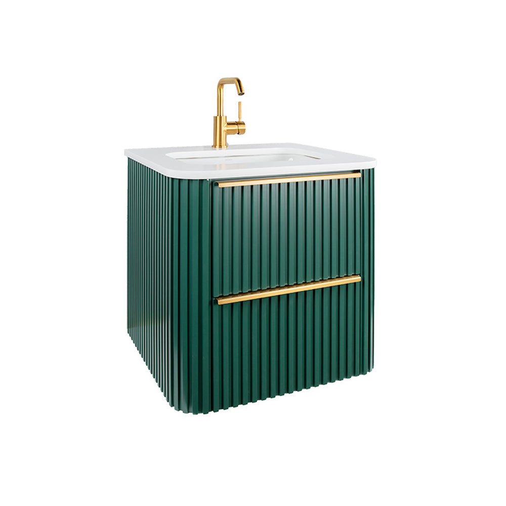Lacava - Wall-Mount Under-Counter Vanity With Rounded Corners, Fluted Detailing And Two Drawers. Countertop Flt-24T And Sink H270 Sold Separately. Shipping Class 4. W: 23-1/2", D: 21-3/4", H:22"