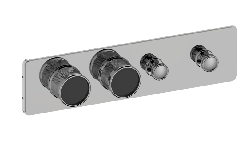 Graff G-18012HBD-AU-T - Traditional 2-Button Paired Knob Diamond Knurl Horizontal Trim